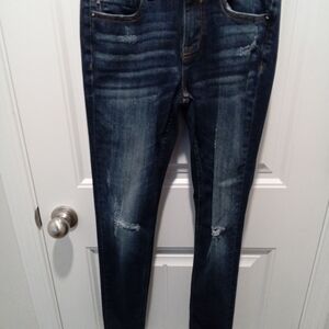 VIGOSS Jagger Classic Fit Skinny Sz 26 Stone Wash  Distressed  Denim Blue Jeans